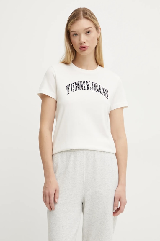

Хлопковая футболка Tommy Jeans, бежевый