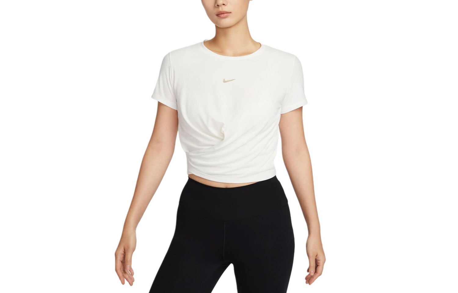 

Женская быстросохнущая кофта One Luxe Dri-FIT с короткими рукавами, белая Nike