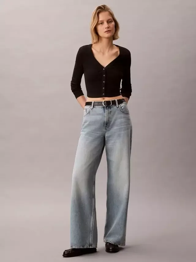 Джинсы с низкой посадкой и широкими штанинами, винтажные Oceana Calvin Klein