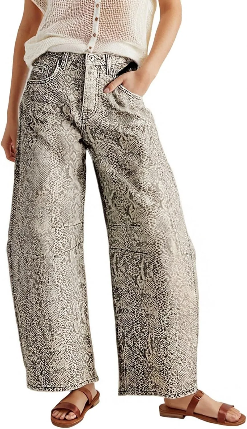 

Джинсы Barrel Women Baggy с цветочным принтом Y2K