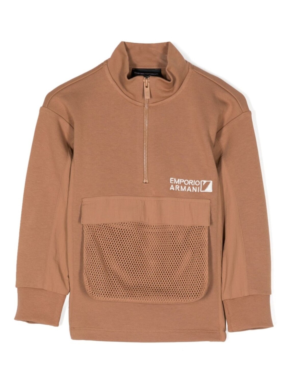 

Толстовка с вышитым логотипом Emporio Armani Kids, коричневый