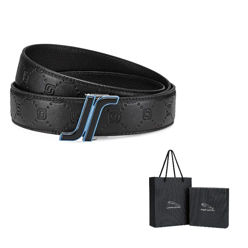 

JAGUAR Мужской кожаный ремень из коровьей кожи черный шириной 3.4 см, Black
