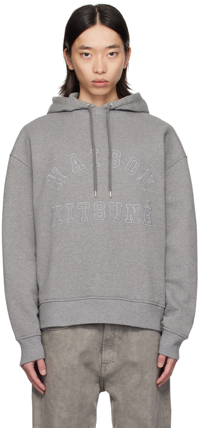 

Серая университетская толстовка с капюшоном Maison Kitsune, Medium grey melange