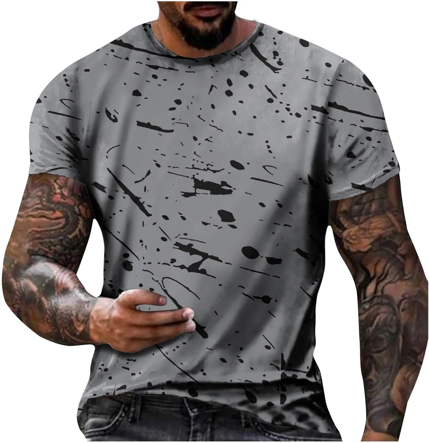 Футболка с принтом, Mesh, Generic, Z-823 Gray