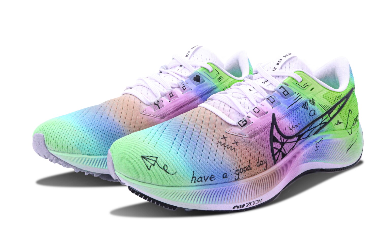 Кроссовки Pegasus 38 мужские низкие розовые, зеленые, синие Nike — фото 3