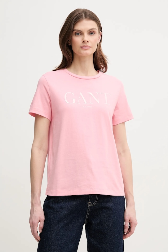 

Хлопковая футболка Gant, розовый