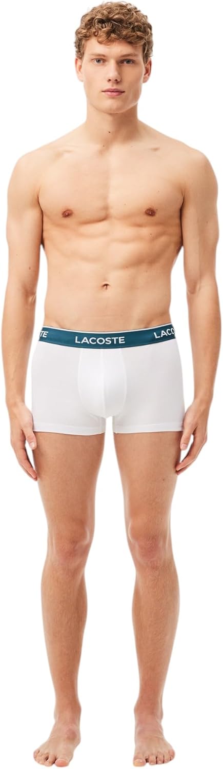 Трусы Lacoste, мужские, хлопковые, набор из трех комплектов с триколорной резинкой, черный/белый/серый — фото 4