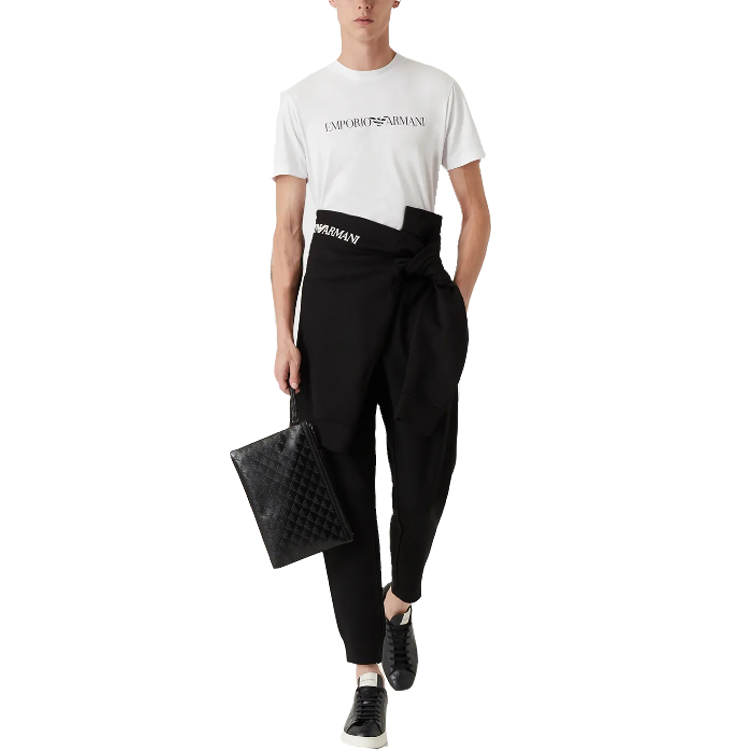 Джерси из смесовой ткани спортивные брюки EMPORIO ARMANI, черный — фото 3
