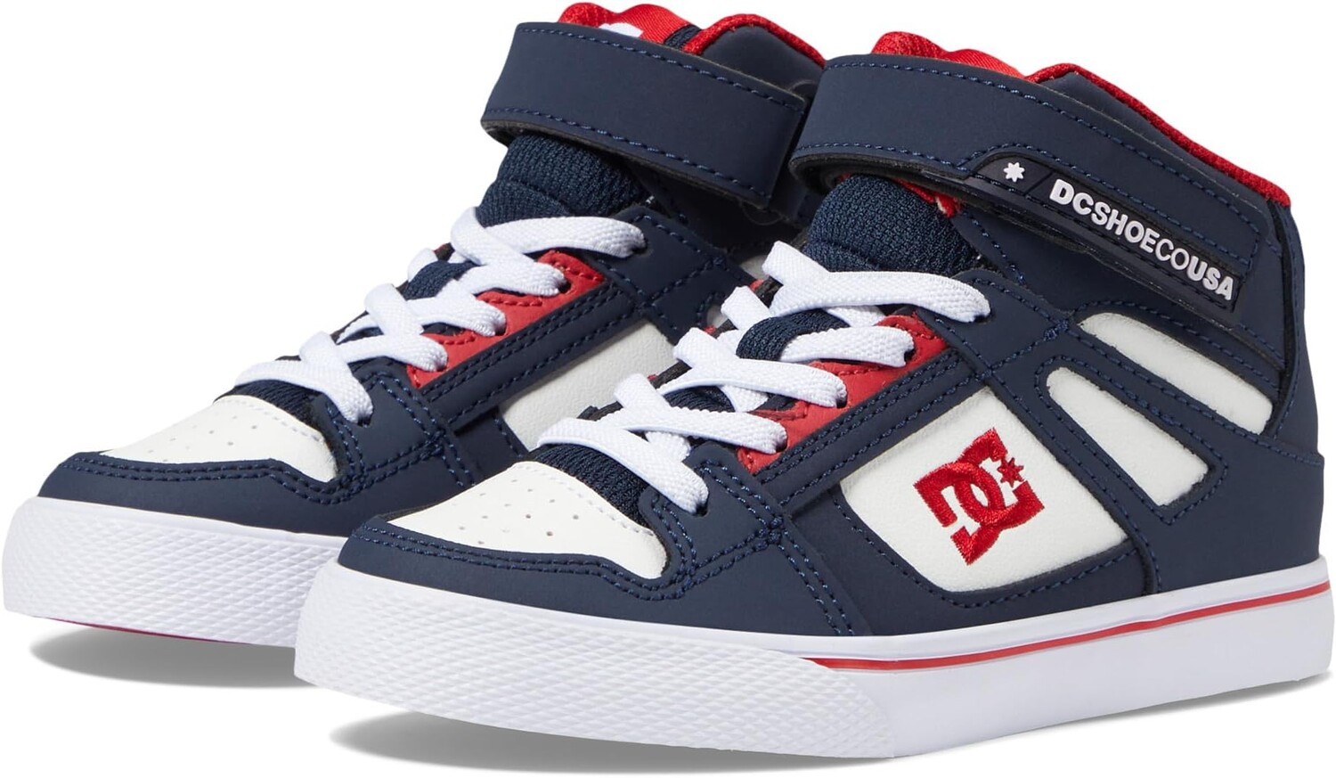 

Кроссовки DC Kids Pure High-Top EV, цвет DC Navy/Athletic Red