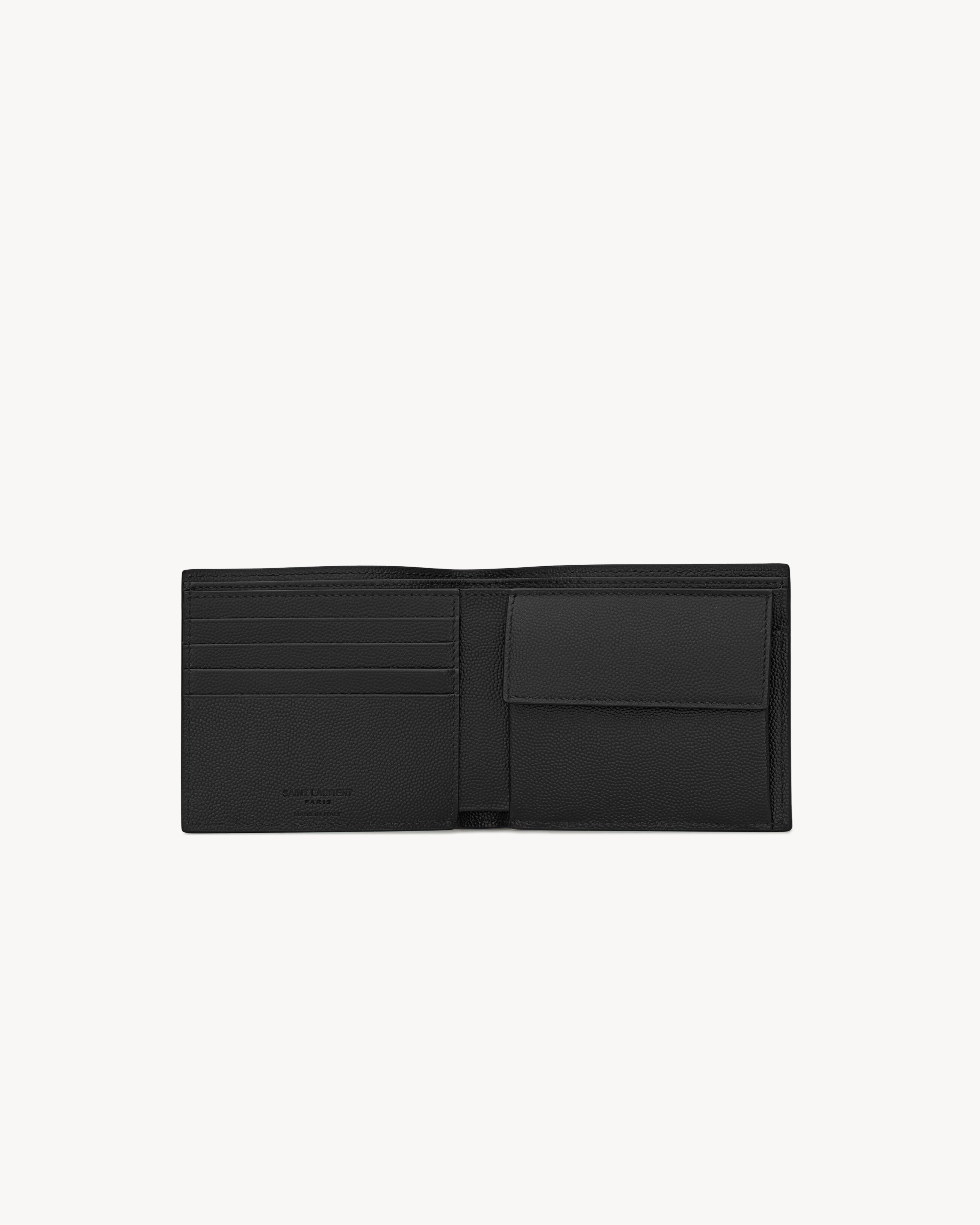 Кошелек SAINT LAURENT PARIS East/West с монетницей из кожи Grain de Poudre, черный — фото 4