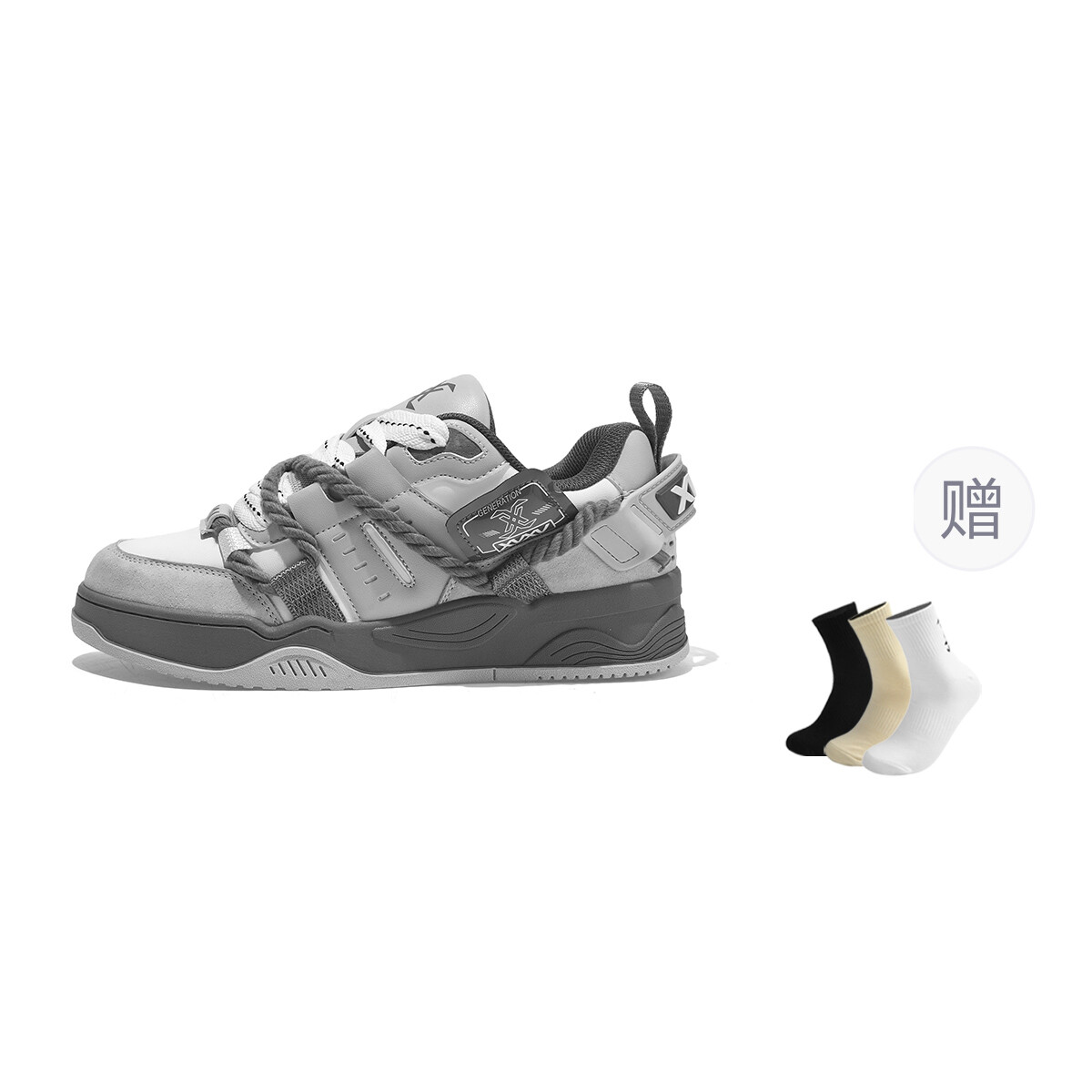 

Кроссовки Xvxv Skateboarding Shoes Unisex Low-top, светло-серый