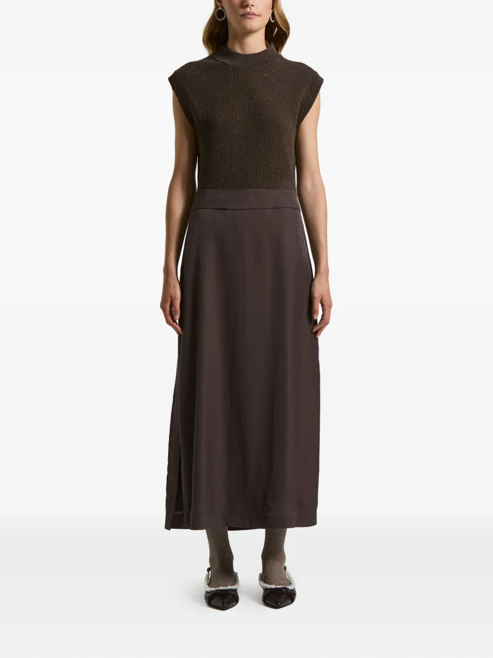 

Платье без рукавов с высоким воротником Peserico, коричневый