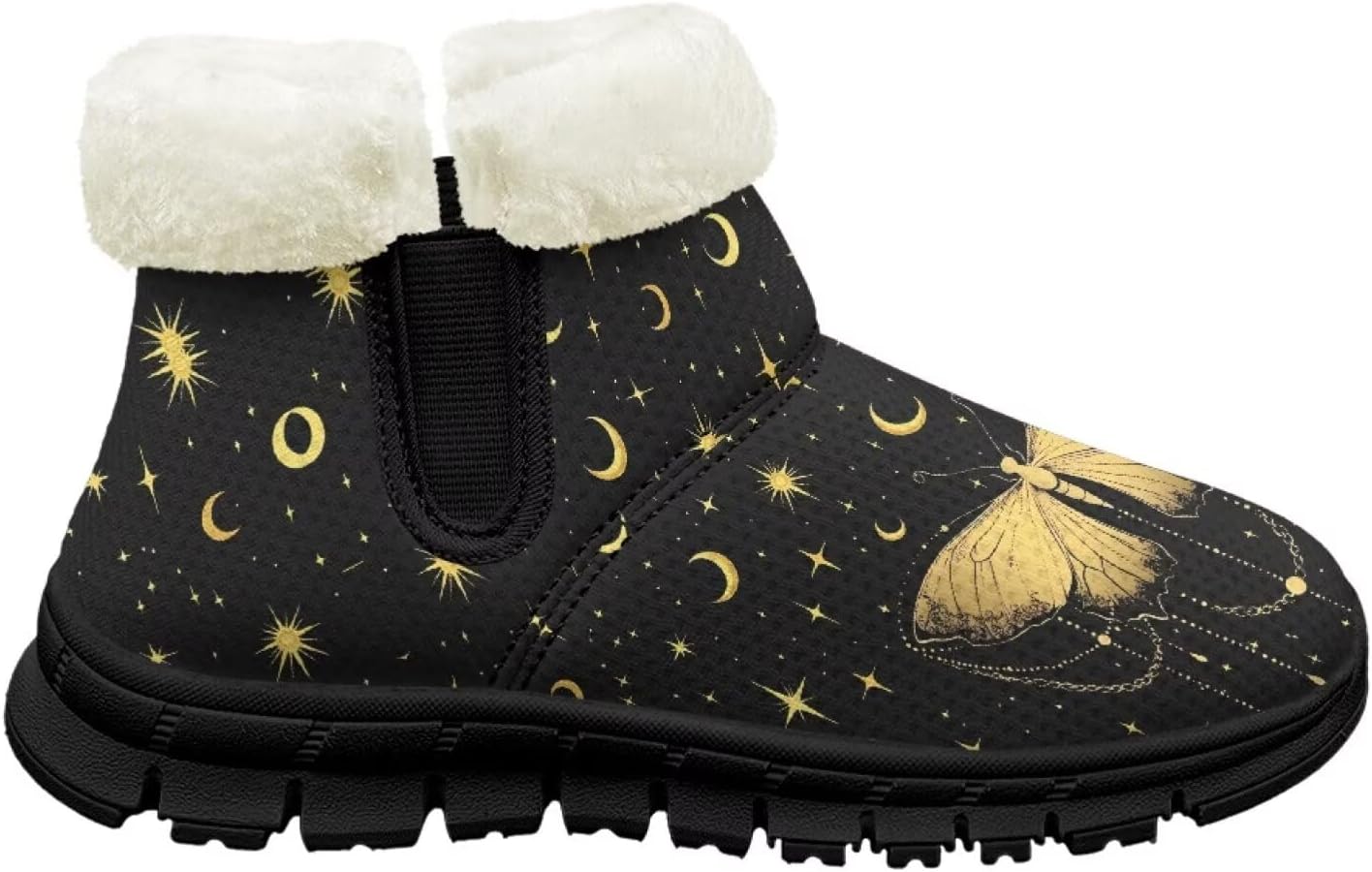 

Детские ботинки на щиколотку для девочек, противоскользящие зимние ботинки для бега, с утепленной подкладкой, на мягкой подошве Pointodoor, Gothic Moon Butterfly