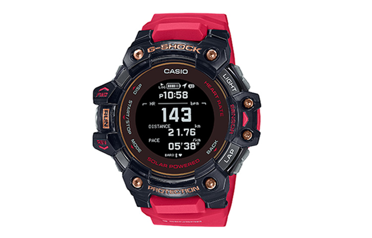 

CASIO Часы Men G-SQUAD Series Black Watch, Red Black Watch Dial