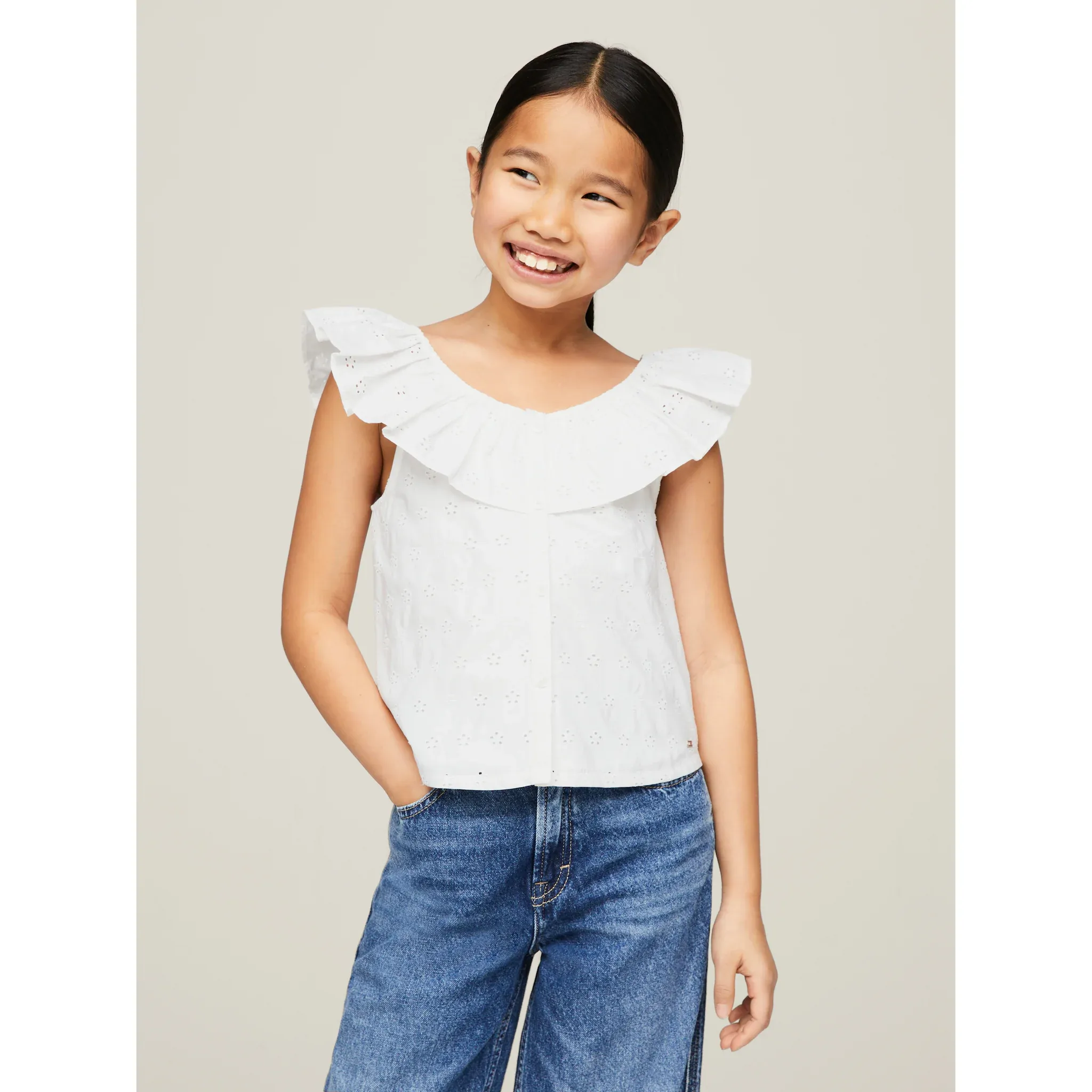 

Рубашка Babydoll Tommy Hilfiger «BRODERIE ANGLAISE FRILL TOP», малыш до 2 лет, белый