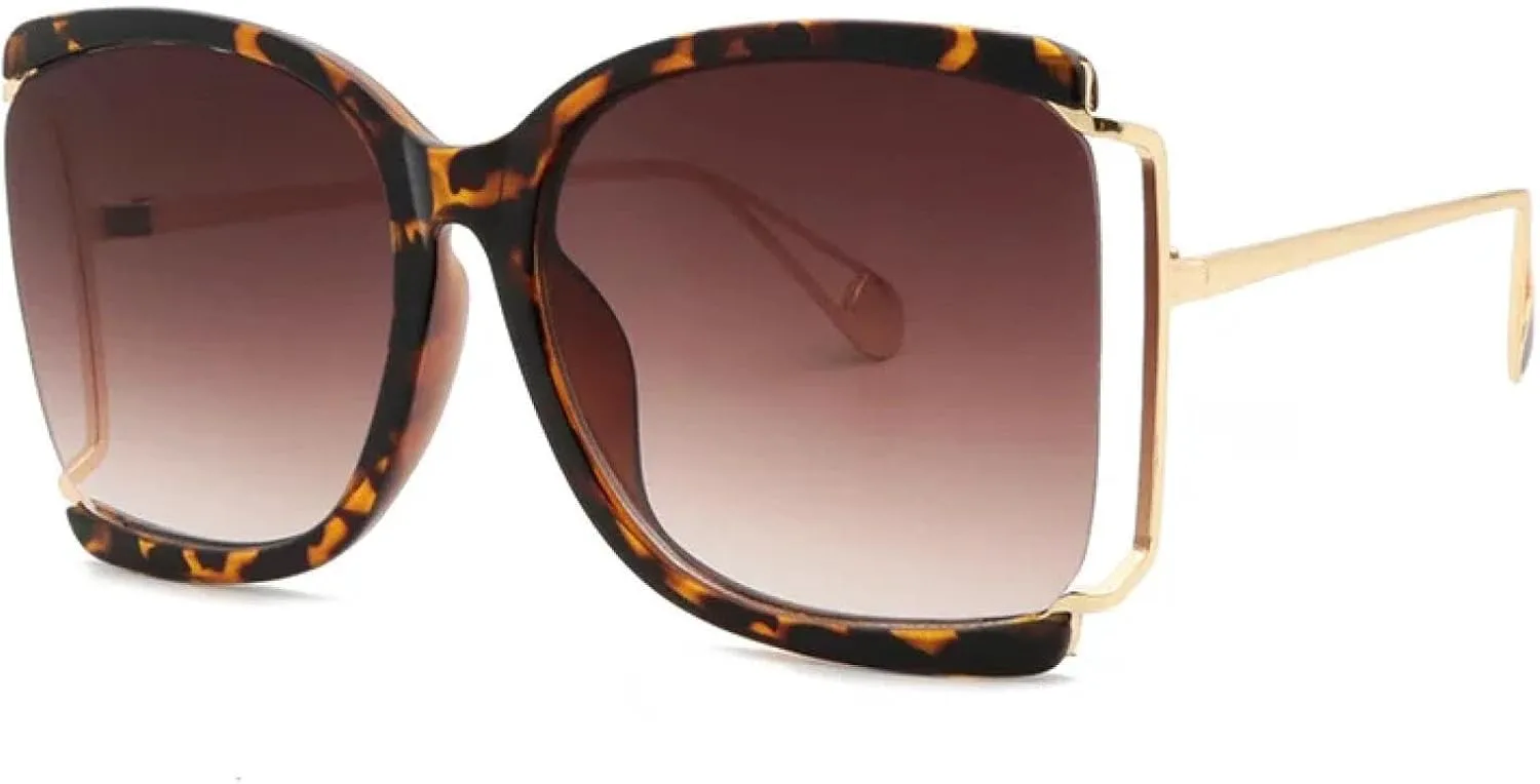 

Крупные солнцезащитные очки в полуободковой оправе класса люкс для женщин и мужчин, модные, с защитой от УФ-излучения UV400, в винтажном стиле TVTBBVV, Leopard