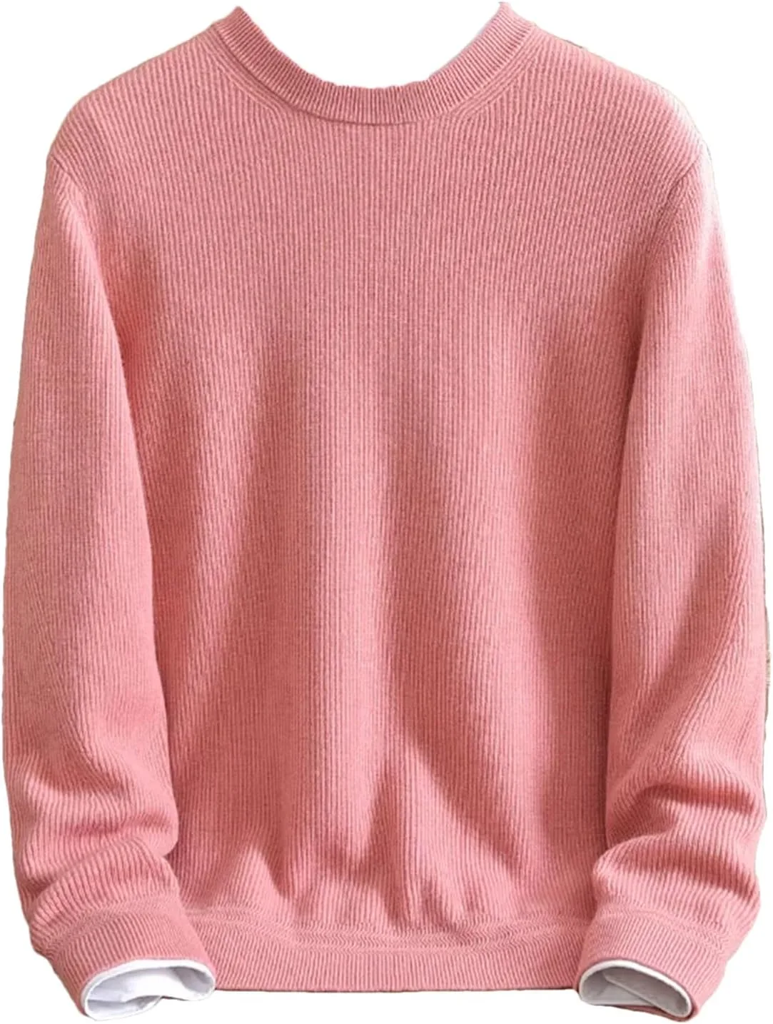 

Мужской свитер Vogrtcc с круглым вырезом, однотонный, зимний, молодежный, свободный, теплый, толстый, 100% кашемир