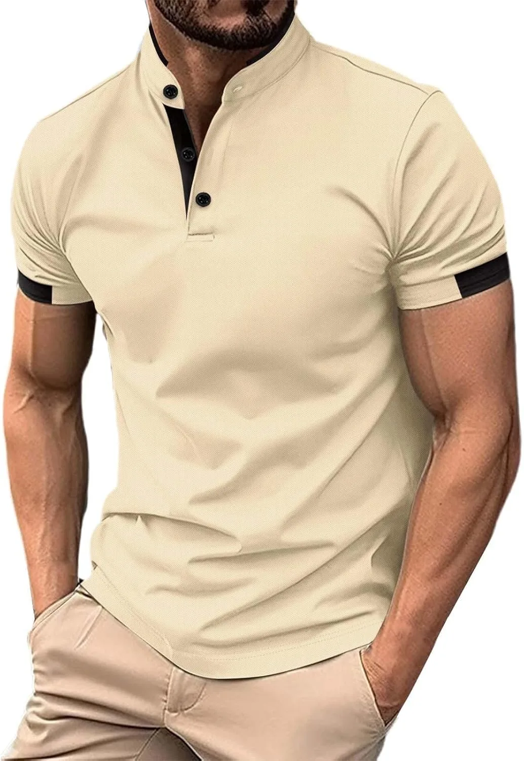 

Мужская поло с коротким рукавом Regular Fit Stand Collar RSZGSWS