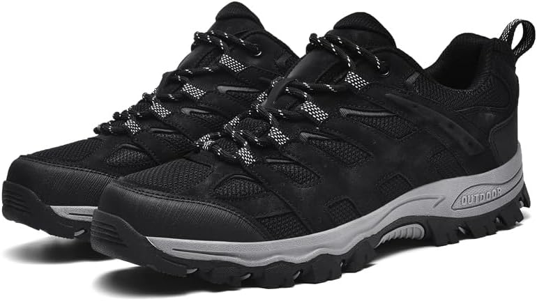 

Спортивные походные туфли, дышащая сетка, кроссовки на шнуровке с низким верхом, серо-черные с контрастной прострочкой, беговые кроссовки для взрослых Generic