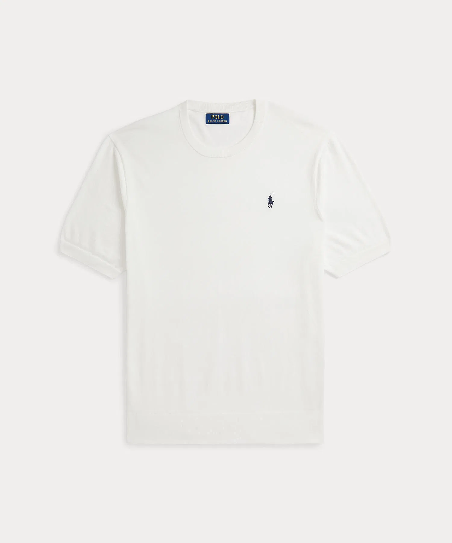 Хлопковый свитер с круглым вырезом и короткими рукавами