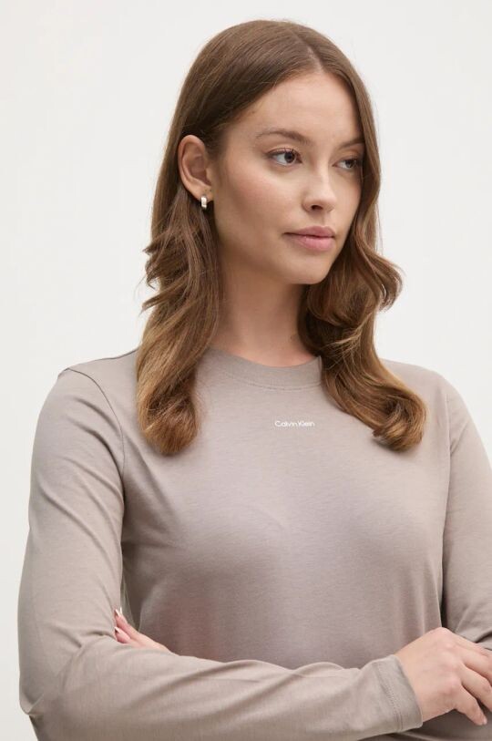 

Хлопковая рубашка с длинным рукавом Calvin Klein, серый