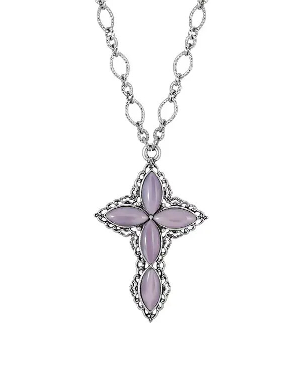 

Ожерелье с оловянным аметистом и ромбовидными камнями крест длиной 24 дюйма 2028, purple