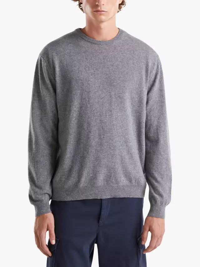 

Джемпер Benetton Pure Merino Wool Crew Neck, цвет dark melange grey