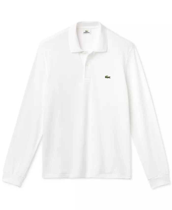 Мужская классическая поло с длинным рукавом Lacoste, белый — фото 4