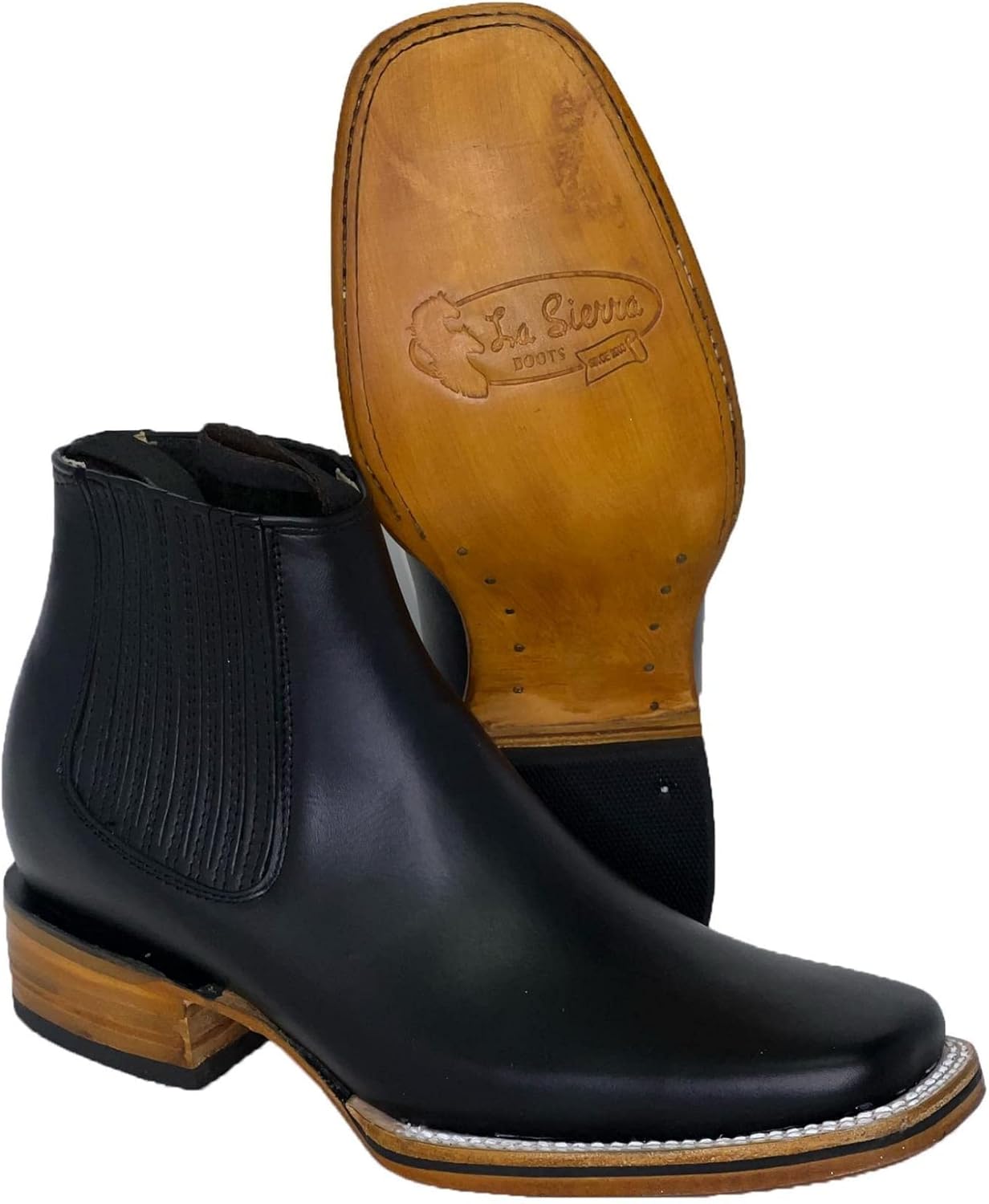 

Мужские короткие ботинки до щиколотки Nuestratradicionmex с квадратным носком, ручной работы, ковбойские ботинки для родео, ботинки Vaquero Rodeo с квадратным носком, черный