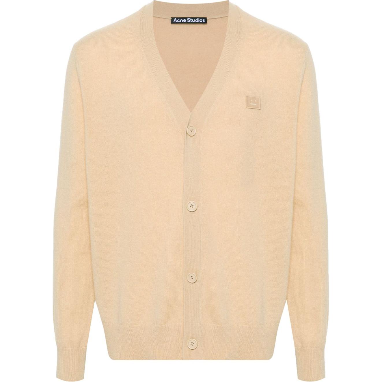 Кардиган с нашивкой-логотипом Acne Studios, бежево-желтый — фото 2