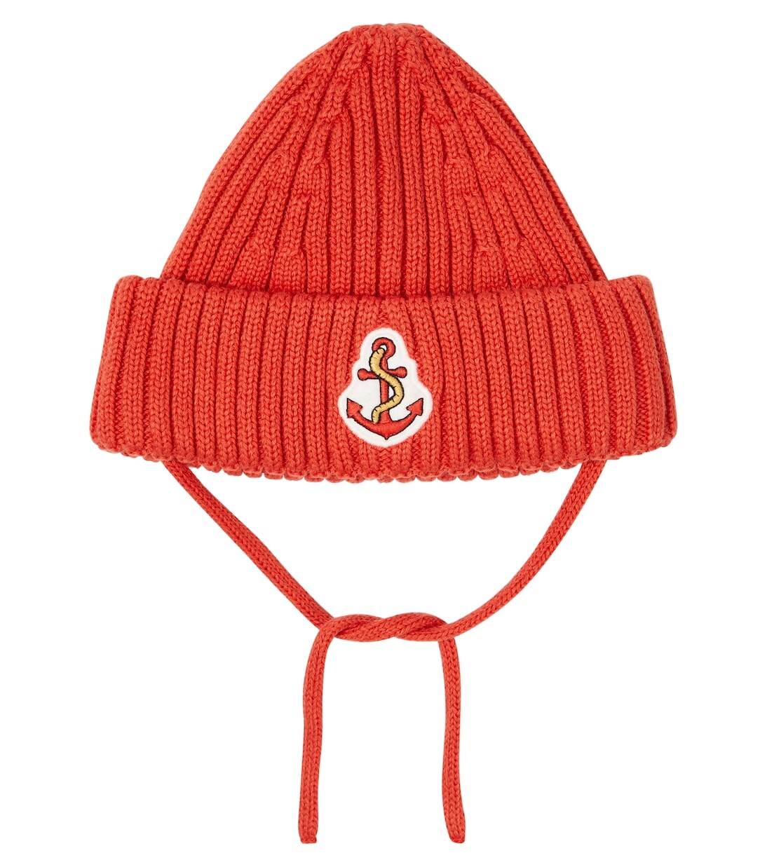 

Хлопковая шапка в рубчик с вышивкой Mini Rodini, красный