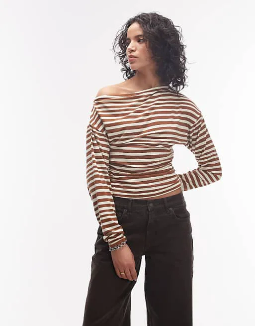 

Коричнево-кремовый топ с длинными рукавами и завязками на завязках ASOS DESIGN, Коричневый, Коричнево-кремовый топ с длинными рукавами и завязками на завязках ASOS DESIGN