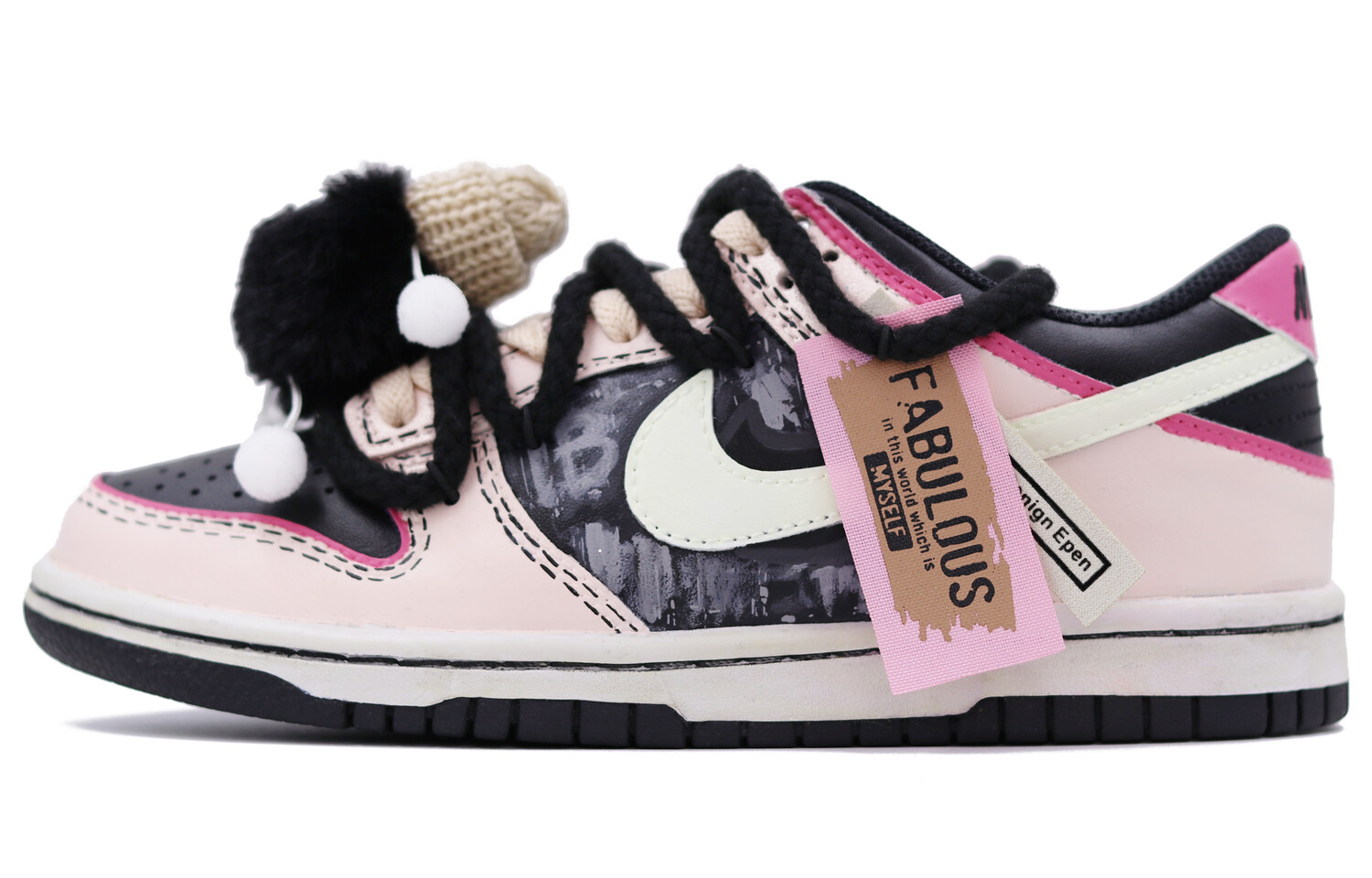 

Кроссовки для скейтбординга Dunk женские с низким верхом, черный/розовый Nike