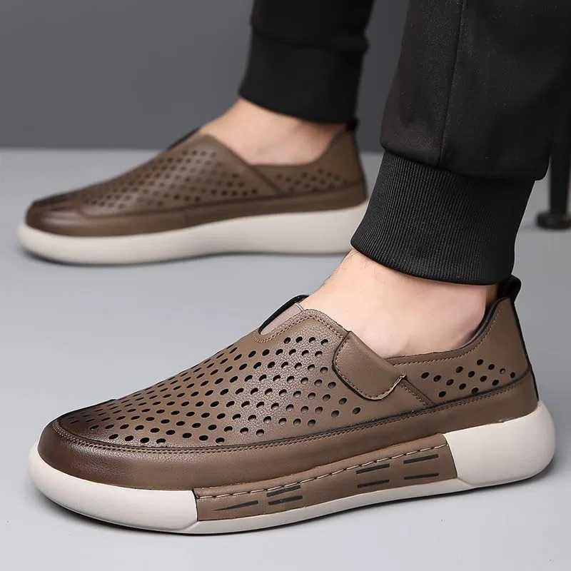 Лоферы мужские кожаные, Hands Free, Arch Support, Brown UOPYNE — фото 2