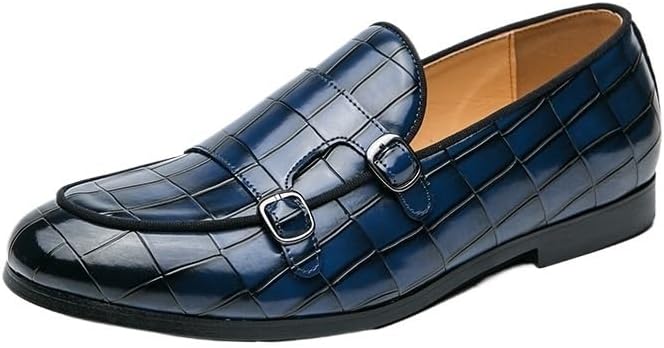 

Мужские повседневные классические лоферы, туфли с отделкой для платья, с застежкой-монком, кожаные туфли на скользящей подошве Zestrelax, синий