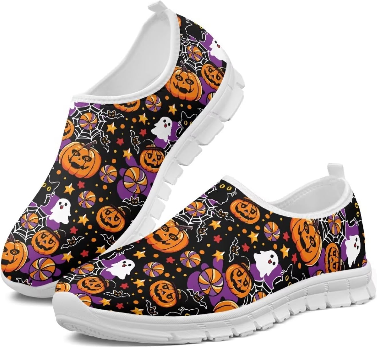 

Удобные женские слипоны для ходьбы Унисекс Взрослые модные повседневные кроссовки Fonplted, Cute Pumpkin