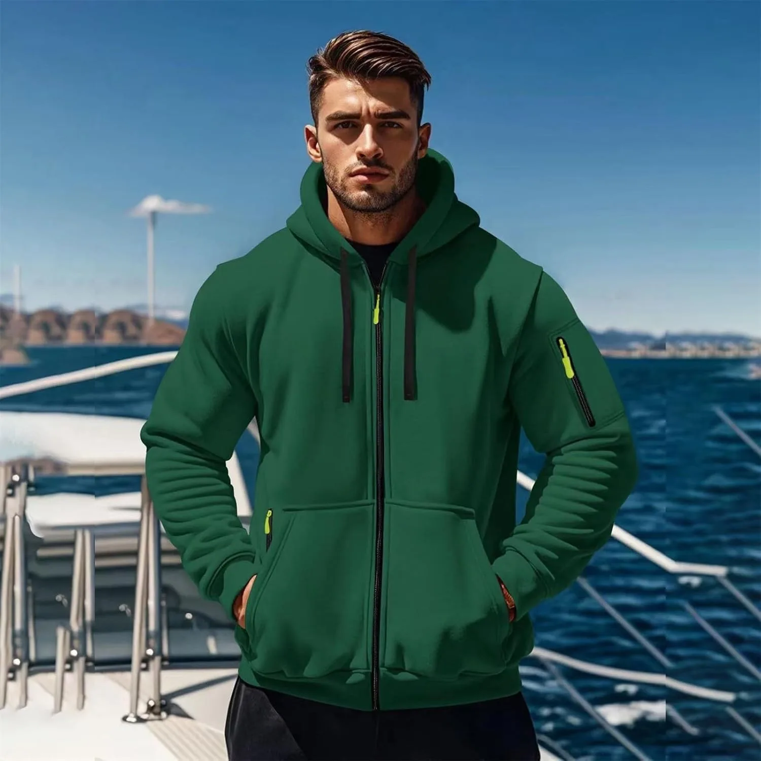 Мужская толстовка с молнией Big and Tall Casual с капюшоном — фото 3