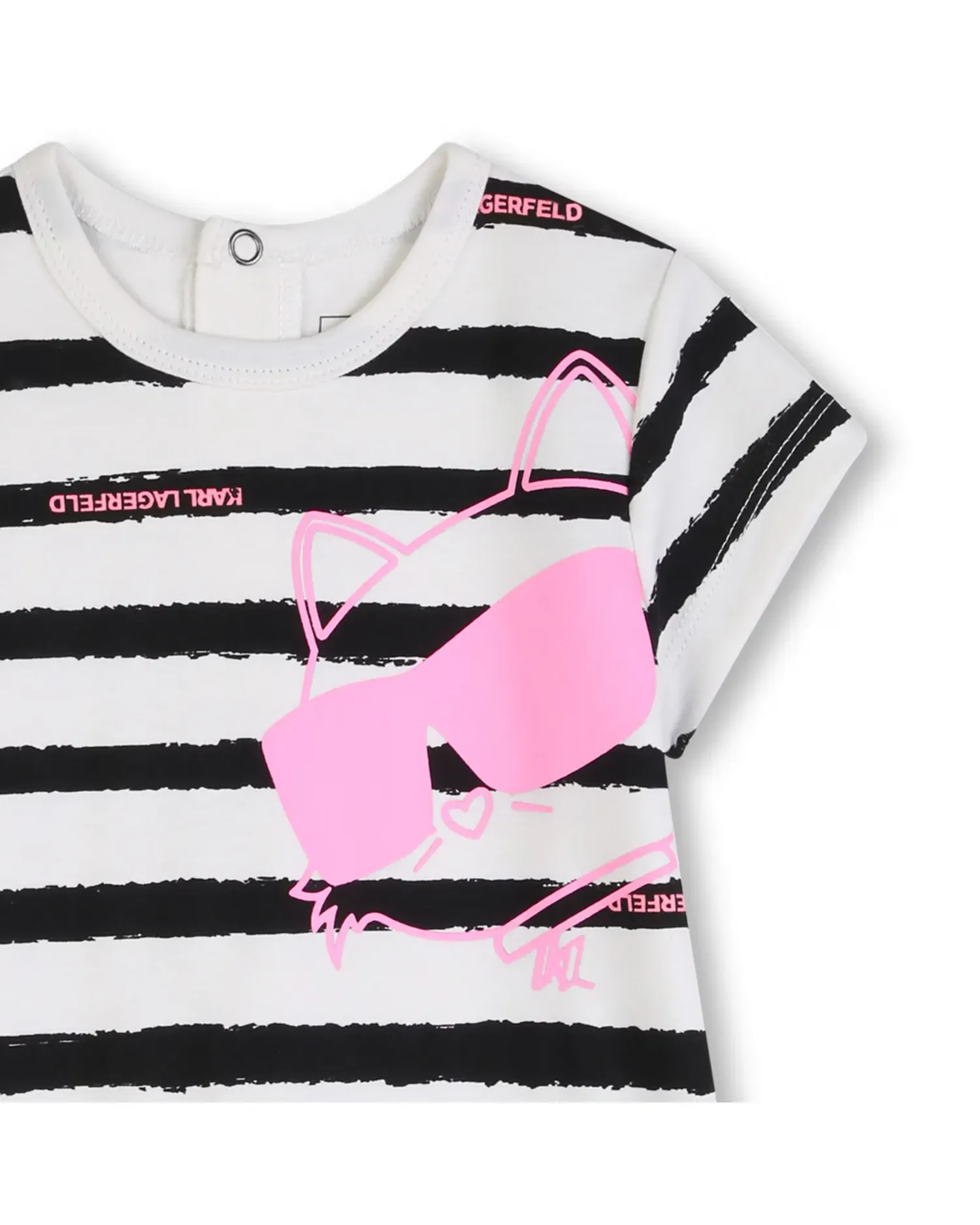 Платье для девочки младенца с коротким рукавом в полоску из хлопка Karl Lagerfeld Kids, Natural — фото 2