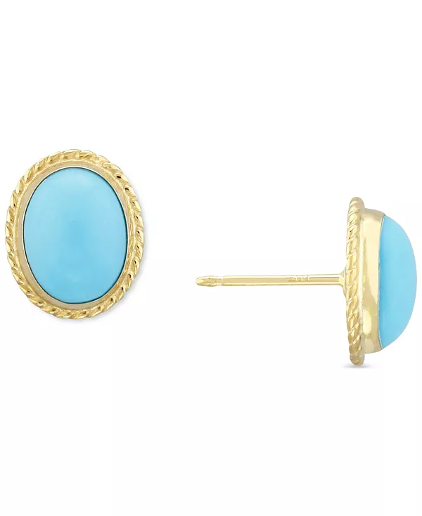 

Серьги-Гвоздики с настоящей бирюзой «Спящая красавица» из 14-каратного желтого золота Macy'S, turquoise