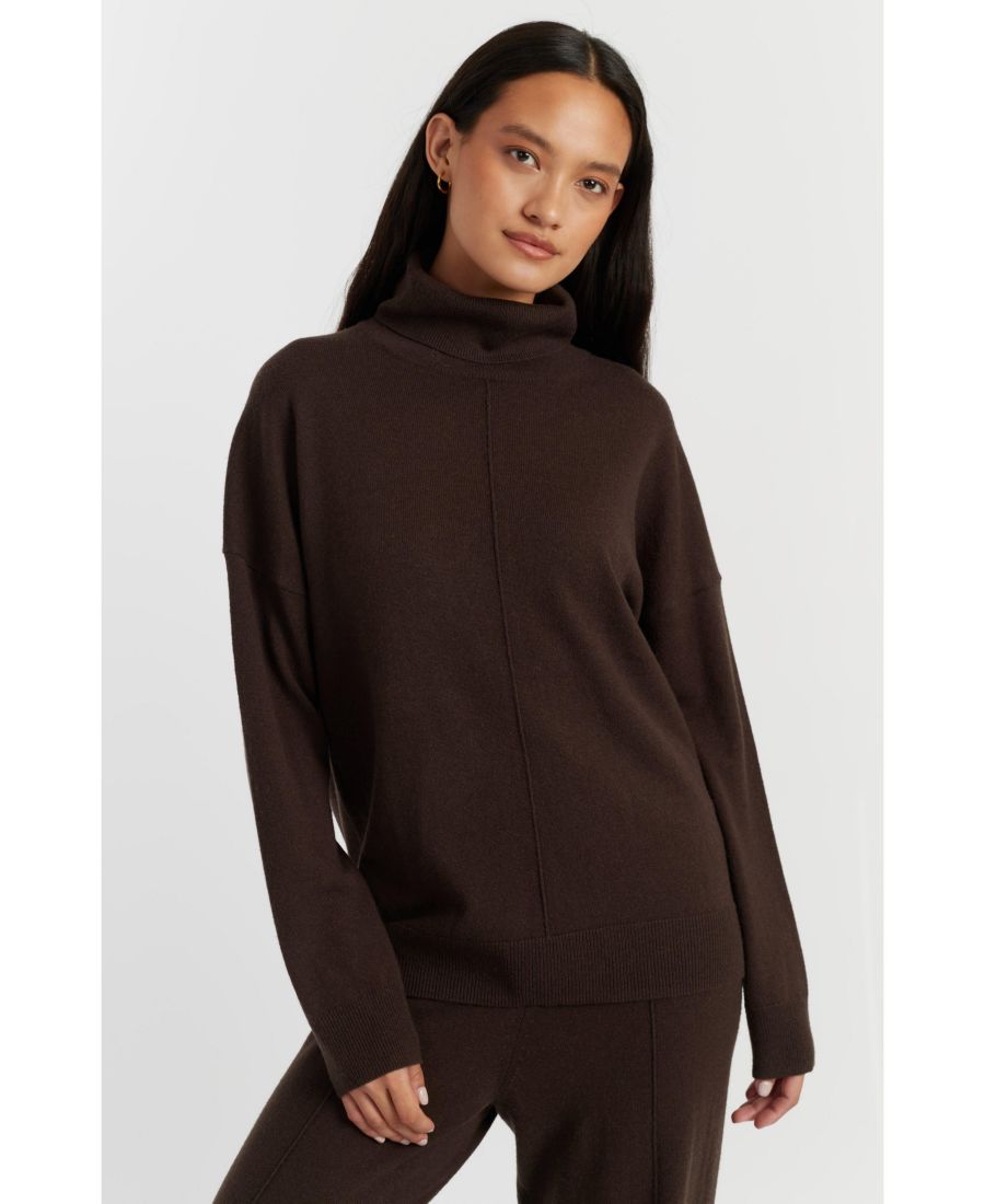 

Женский свободный свитер с высоким воротником из шерсти и кашемира Chinti & Parker, Chocolate