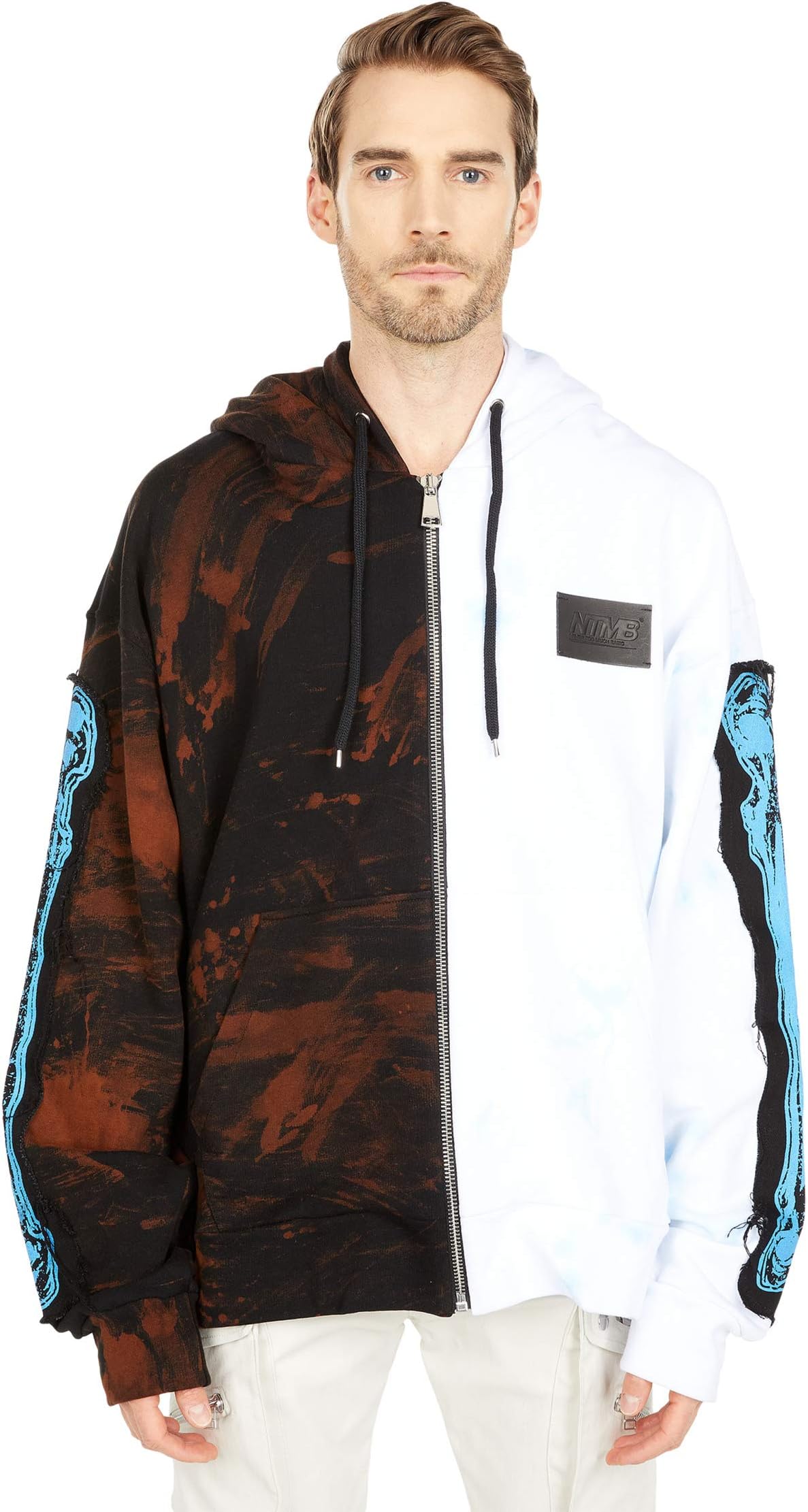 

Толстовка Faith Connexion Split Hoodie Sweatshirt, цвет Black/White/Blue