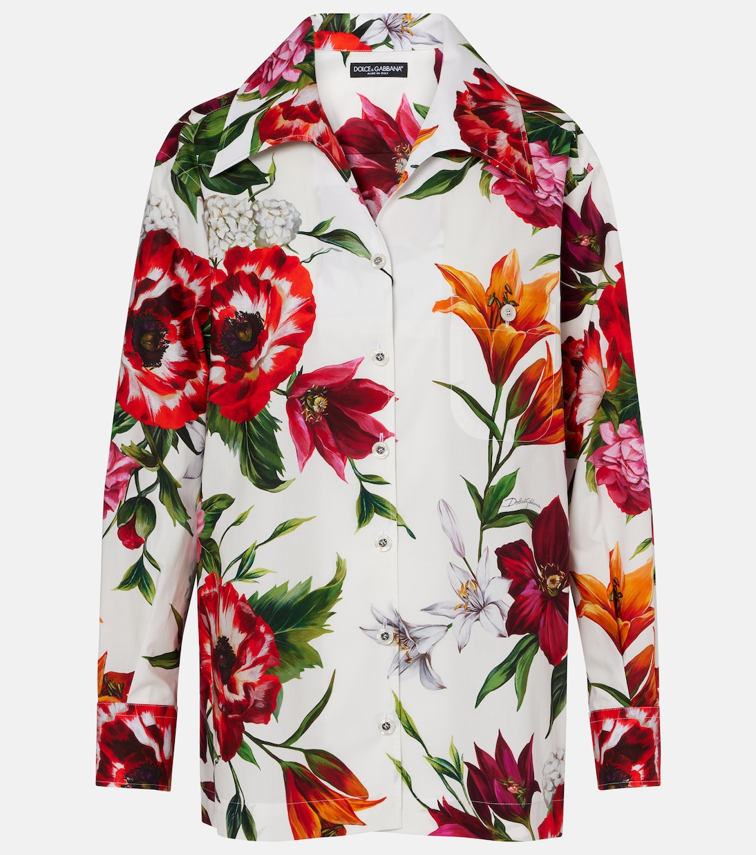 

Хлопковая рубашка оверсайз с цветочным принтом Dolce&Gabbana, Anemoni Gigli F.Bco