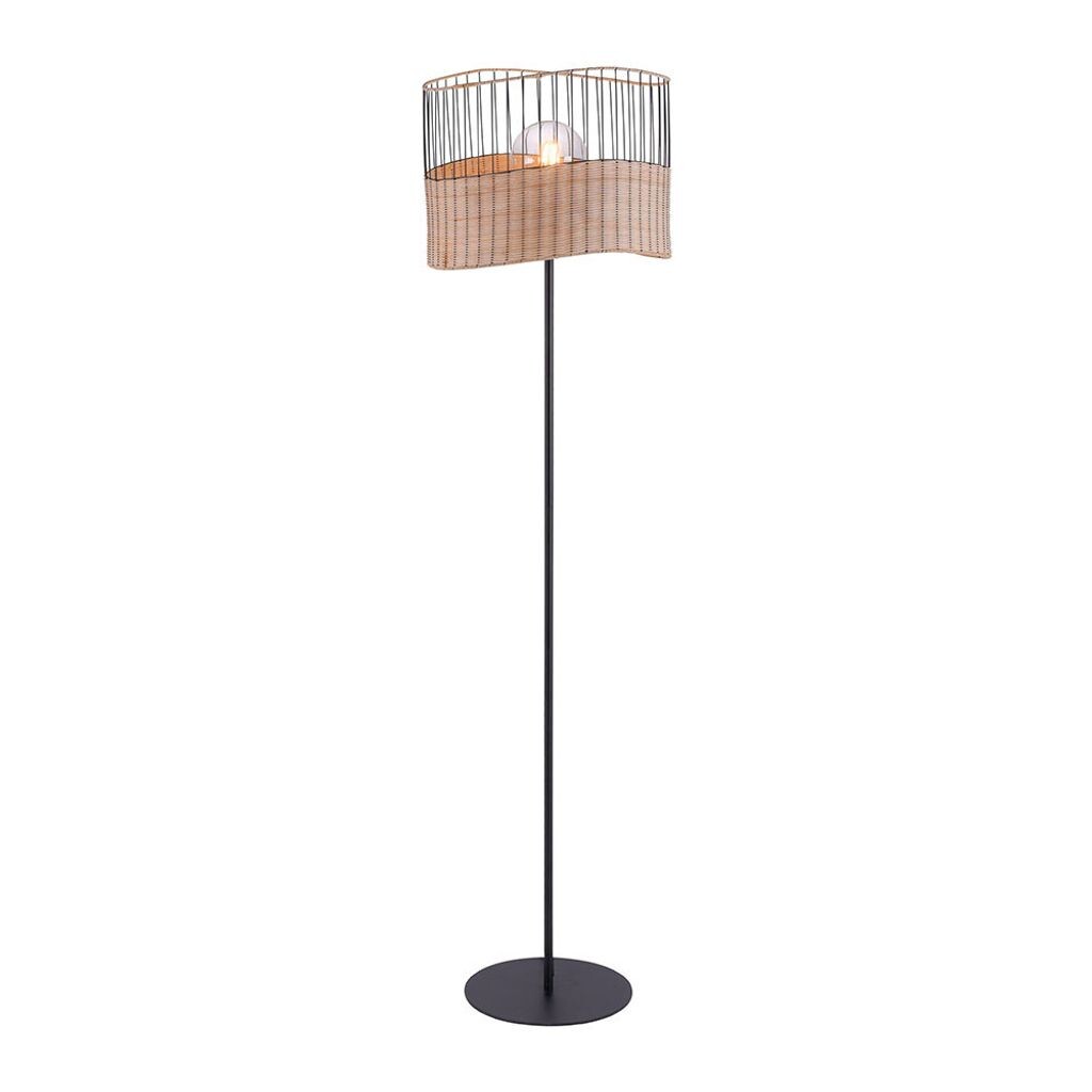 

Торшер, металл, деревянная сетка, черный, E27, H 152 см JUST LIGHT, серый