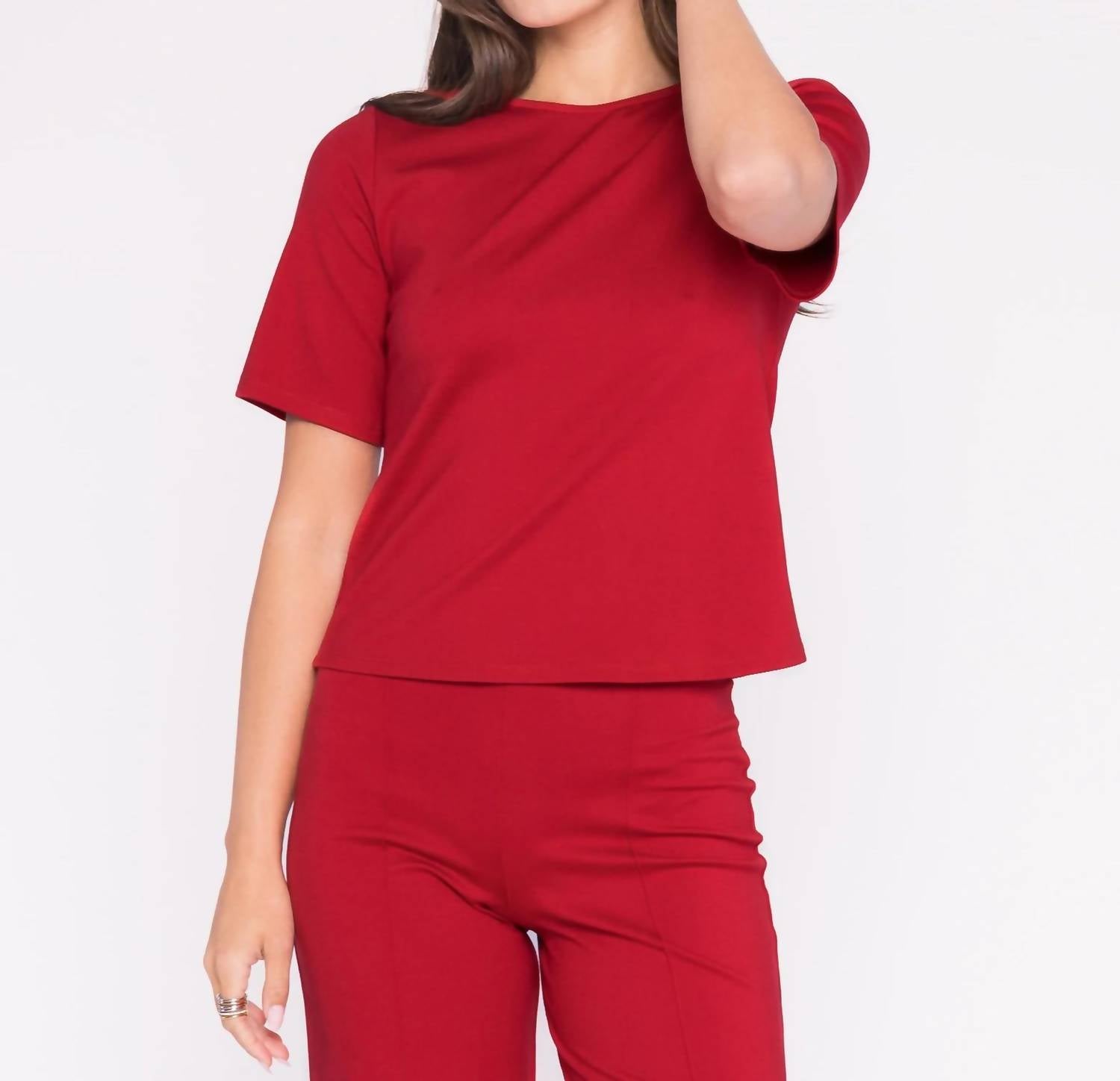 

RIPLEY RADER Удлиненный трикотажный топ с коротким рукавом из ткани понте, красный