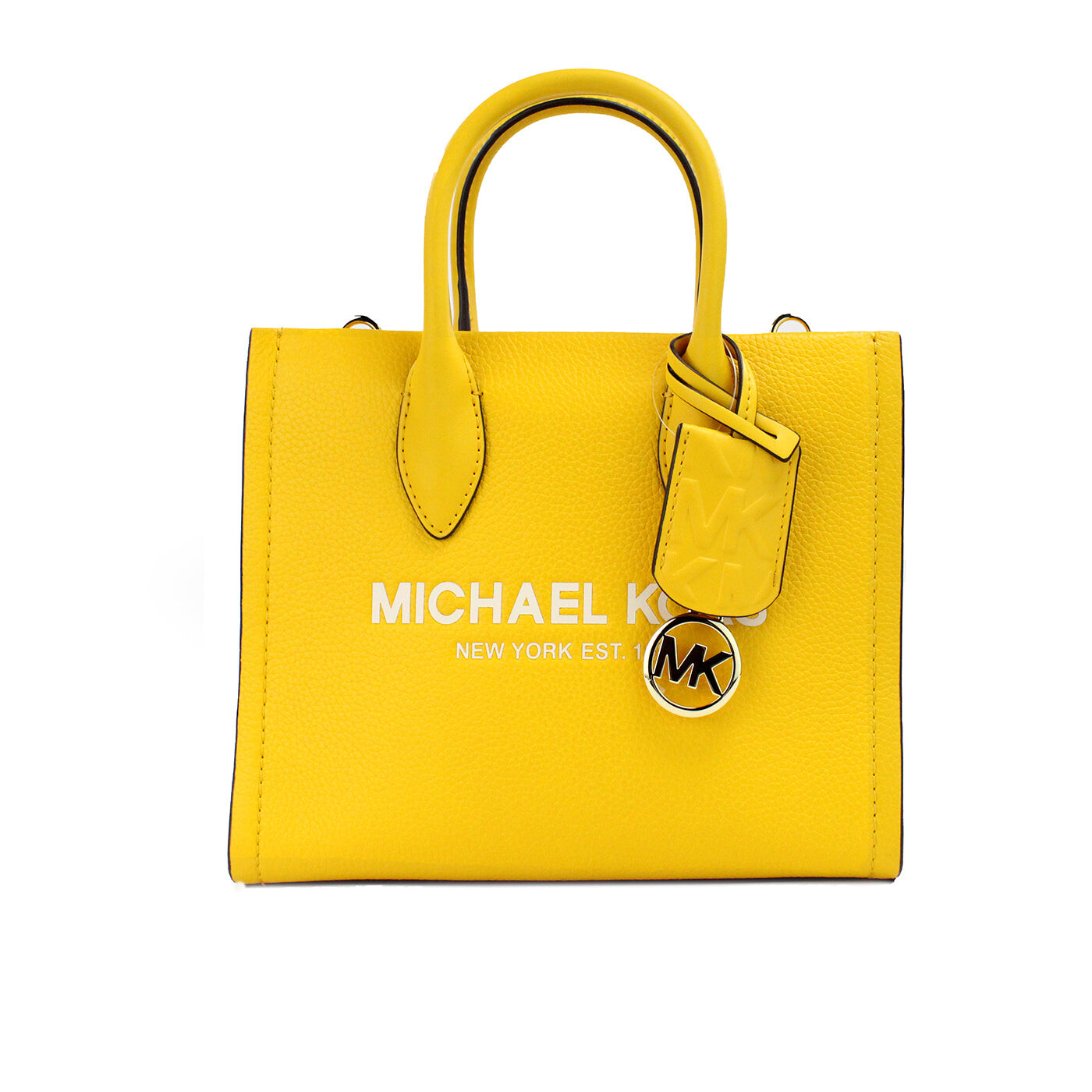 

Michael Kors Mirella Маленькая женская сумка-тоут из кожи жасминового желтого цвета с молнией и верхом, мультиколор