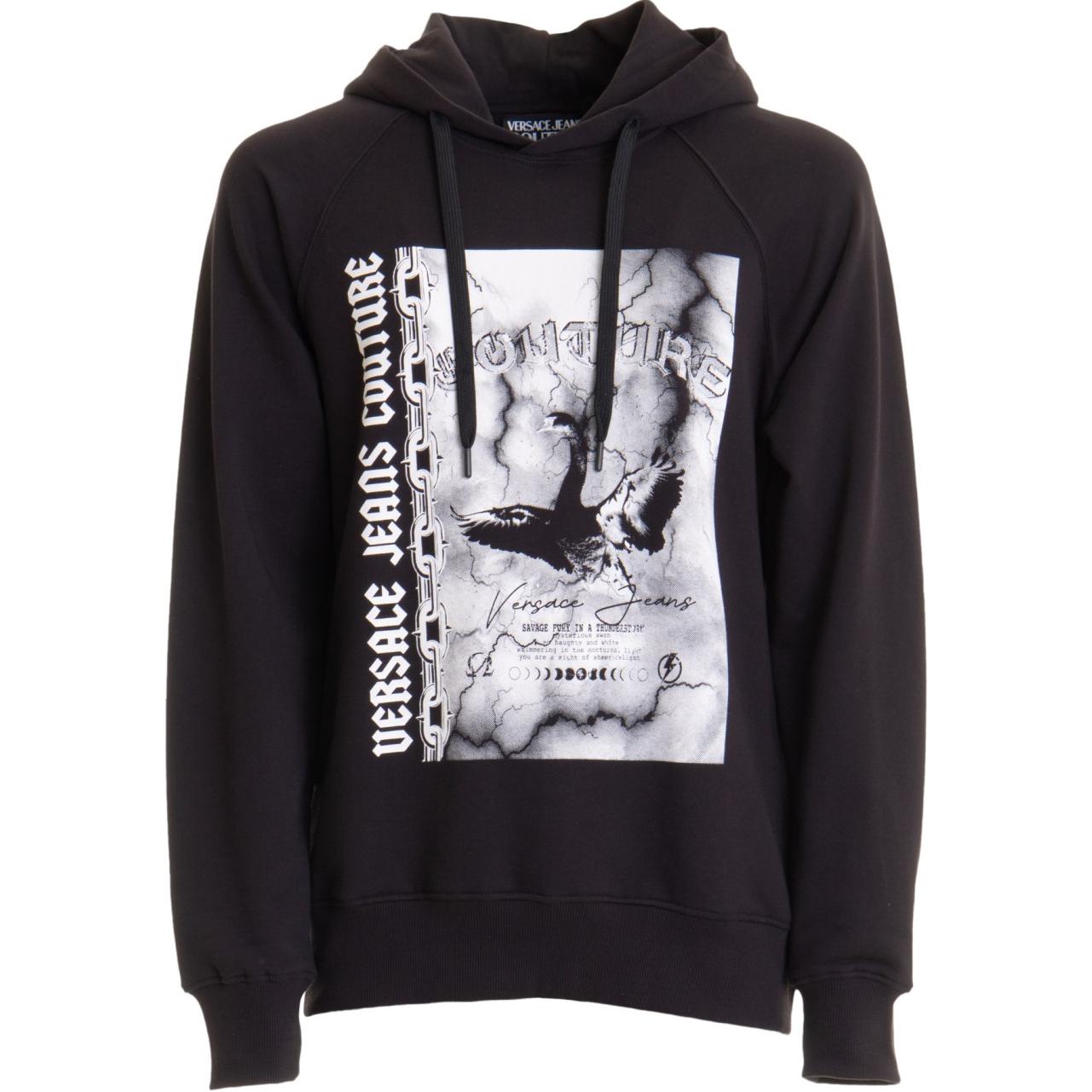 

Худи с логотипом лебедя и шнурком VERSACE JEANS, черный