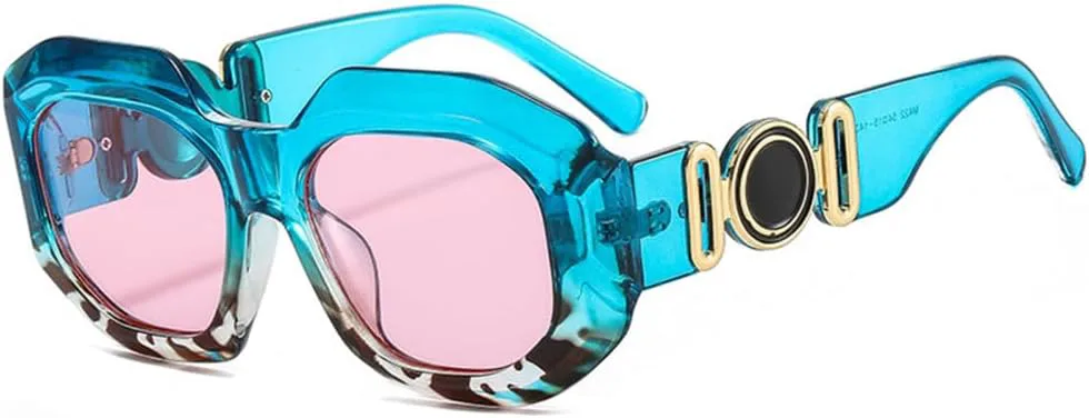 

Ретро-солнцезащитные очки Polygon Sun для женщин с градиентным покрытием и защитой от УФ-излучения UV400, увеличенного размера LANGSER, C5 Blue Leopard Pink