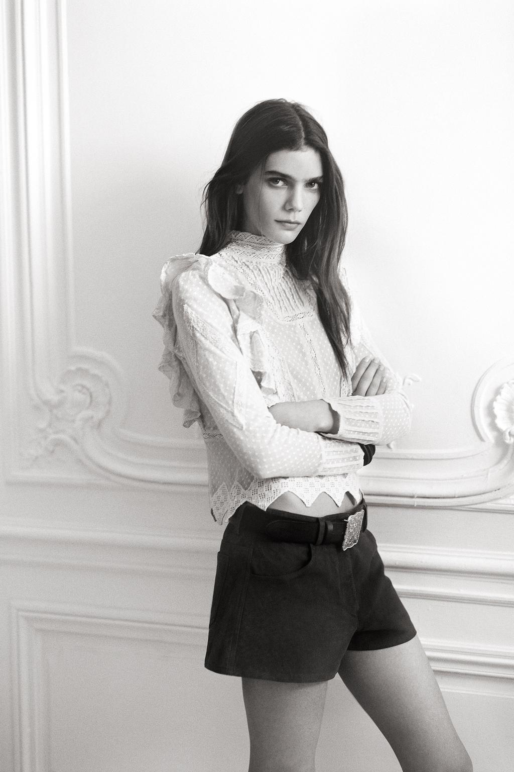 

Вышитая тюлевая рубашка ZARA, белый