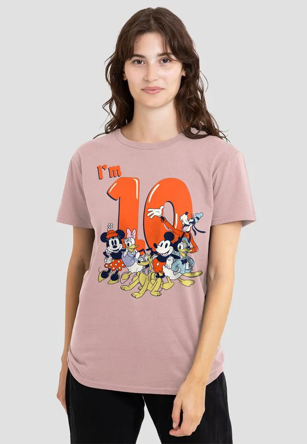 

Футболка с винтажным принтом «друзья микки мауса» для дня рождения Disney, Pink, Розовый, Футболка с винтажным принтом «друзья микки мауса» для дня рождения Disney, Pink