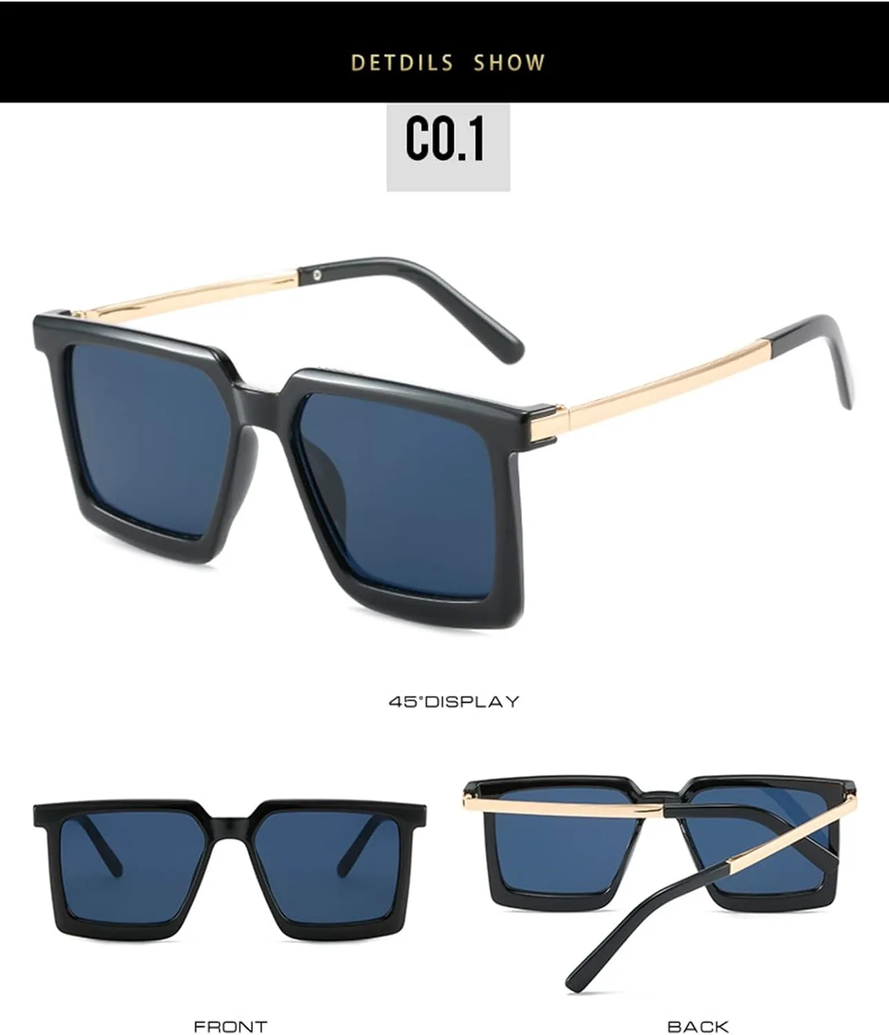 

Солнцезащитные очки GAOXIN Fashion в крупной квадратной оправе для мужчин и женщин, идеально подходящие для отдыха на природе (Цвет: C, Размер: Средний), C